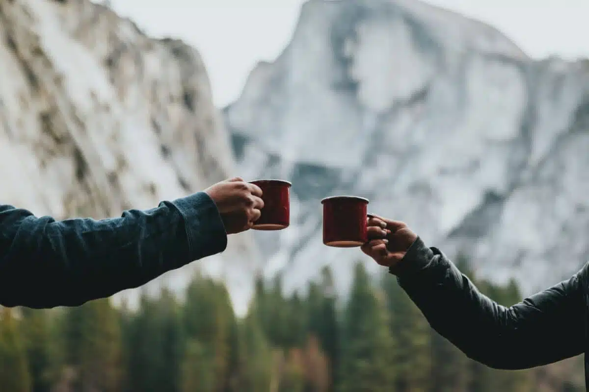 drinking coffee