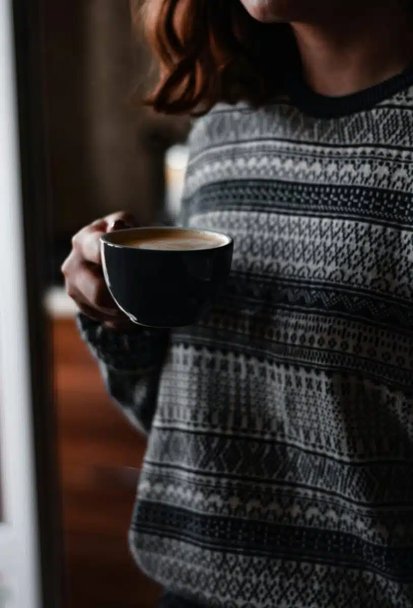 drinking coffee
